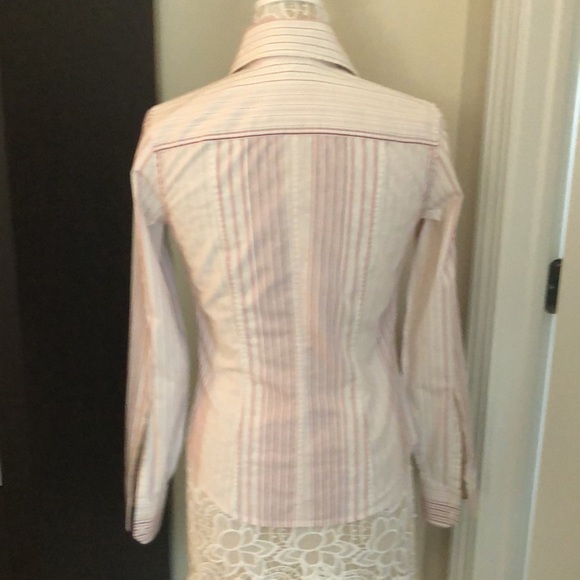 GREAT condition CALVIN KLEIN long sleeve button down fitted shirt striped sizeXS - Picture 6 of 7